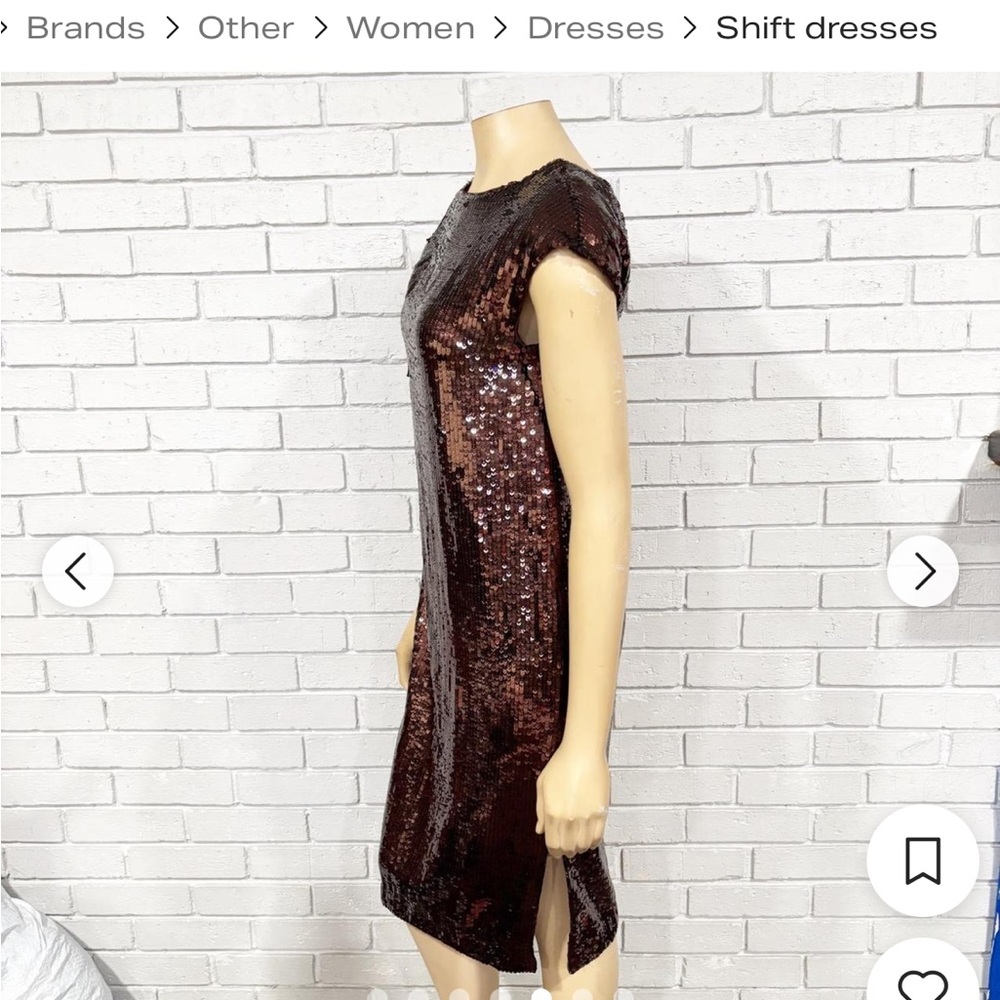 Anthropologie Brown Sequin Shift Dress